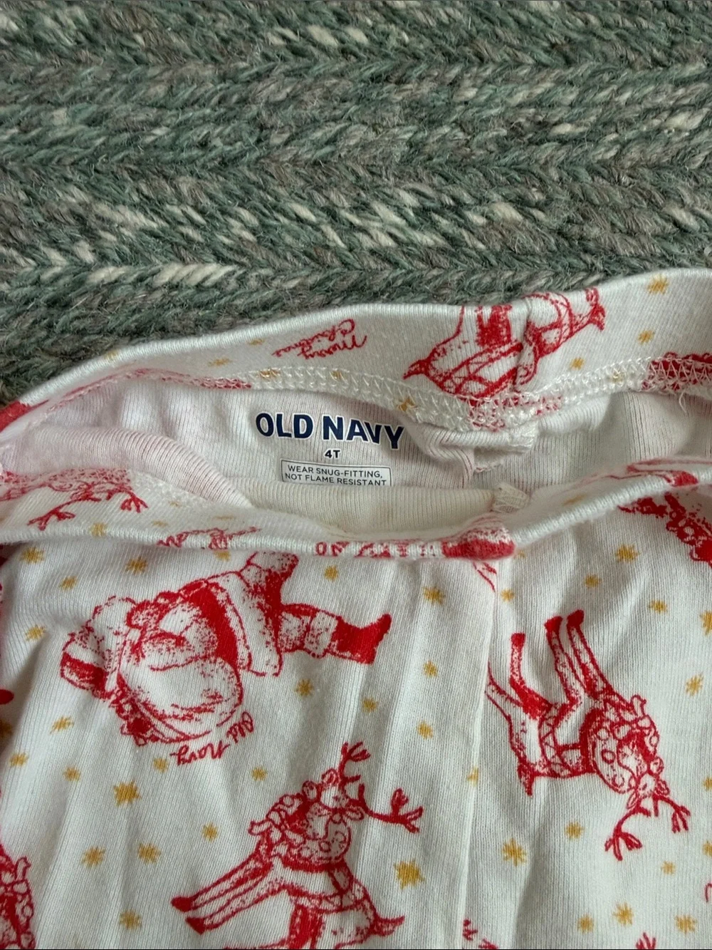 Old Navy White and Red Reindeer Holiday Pajama Set